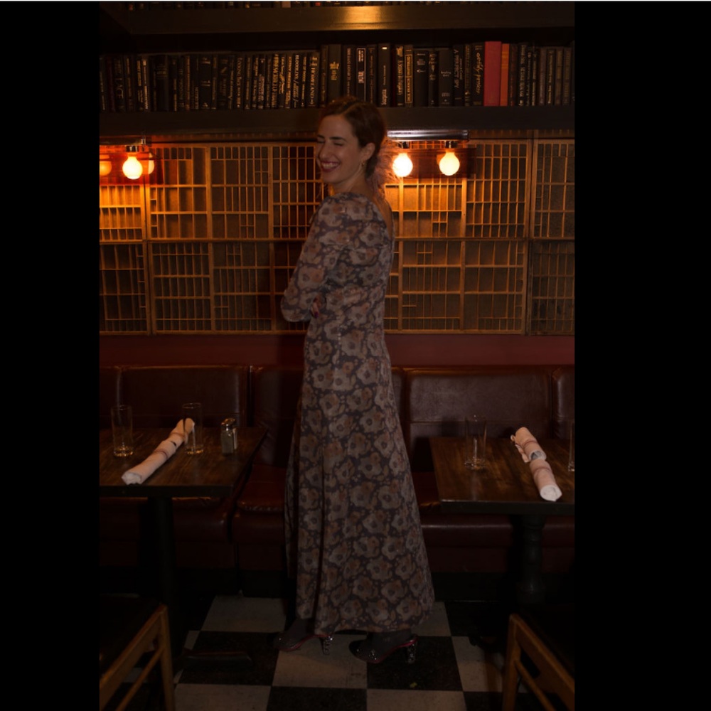 Stretchy lurex party dress. Vintage 70s pristine. Floor length
